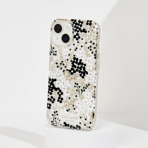 Kate Spade iPhone 15 Plus/14 Plus Protective Hardshell MagSafe Case - Black/White (Multi Floral)